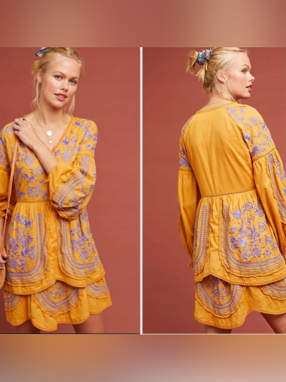 NWT Anthropologie Meadow Rue Lisette Floral Embroidered  Mini Dress SIZE SMALL!!